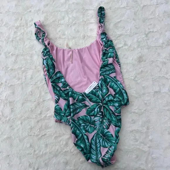 Watercolors by Kenny Flowers Tropical Leaf One Piece Swimsuit Cutout Medium - Picture 4 of 9